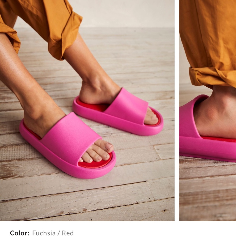 J Slides Pink Sandals with red insoles